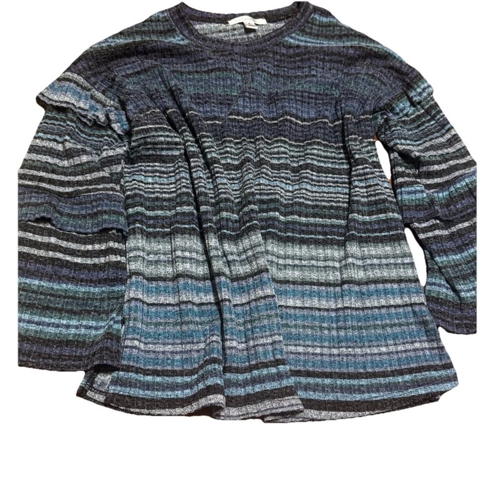 John Paul Richard Multicolored Pullover Sweater Bell Sleeves Small